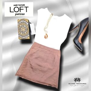 Ann Taylor Loft Silk Mini Skirt Sz 8 Petite Mauve 100% Silk Tiered FullyLined